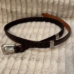 Brighton Vintage Brown Leather Braided Belt